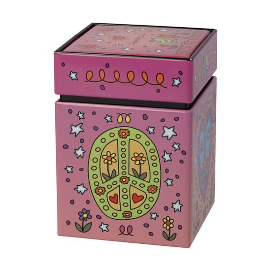 Tea tin James Rizzi - Peace of Love, 7,5 / 7,5 / 11 cm, Metal, Goebel