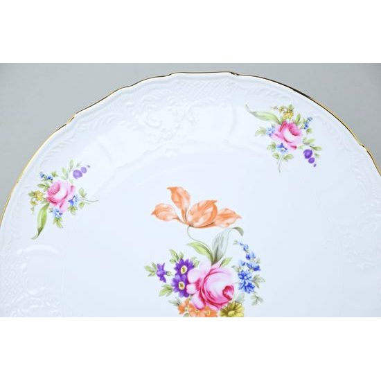 Cake plate 32 cm, Thun 1794 Carlsbad porcelain, BERNADOTTE Meissen Rose