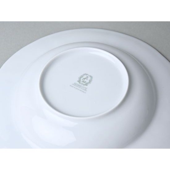 Talíř hluboký 23 cm, Thun 1794, karlovarský porcelán, BERNADOTTE modrá růže, MODRÁ linka