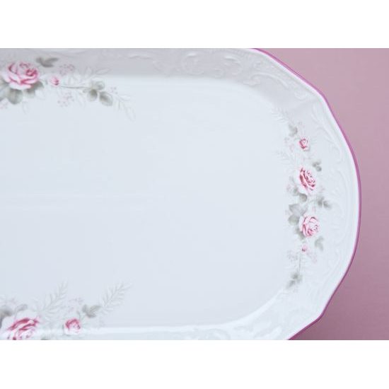 Pink line: Tray 37 cm, Thun 1794 Carlsbad porcelain, BERNADOTTE roses