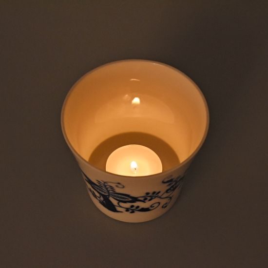 Translucent porcelain for candle 7,5 cm, Original Blue Onion Pattern