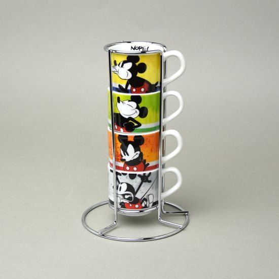 Sada 4 espresso šálků (80 ml) Mickey Mouse, porcelán, EGAN