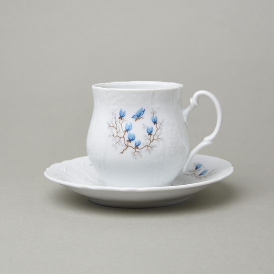 Hrnek Jonáš 310 ml + podšálek 155 mm, Thun 1794, karlovarský porcelán, BERNADOTTE motýli
