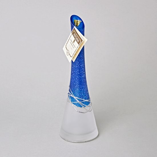 Studio Miracle: Váza modrá + cín, 25 cm, ruční dekorace Vlasta Voborníková