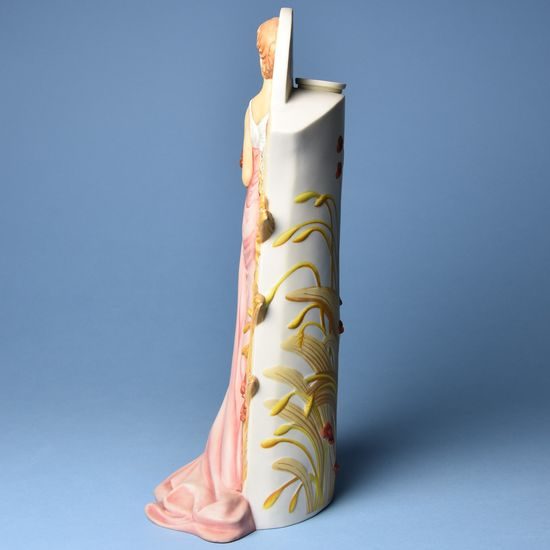 Váza/figurka reliéfní 27 cm A. Mucha Léto 1900, matný dekor biskvit, porcelán, Goebel