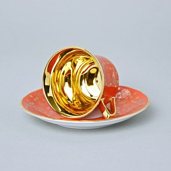 Šálek 80 ml a podšálek mokka Windsor, Oranžová, Leander 1907 Loučky