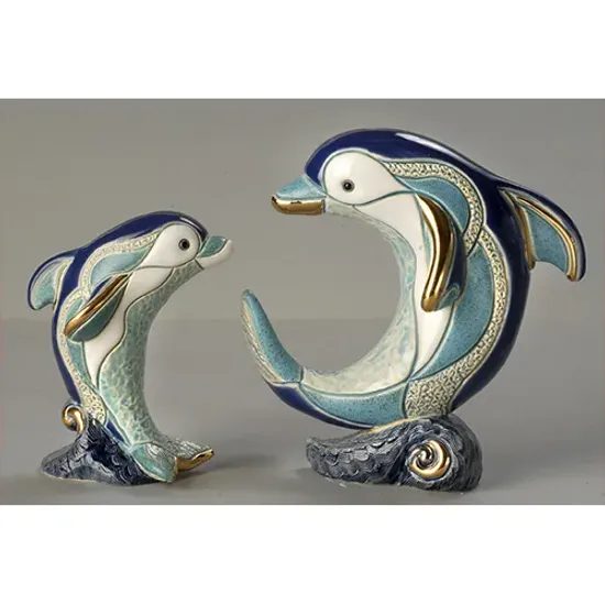 De Rosa - Baby Dolphin On Wave, Ceramic Figure, De Rosa Montevideo