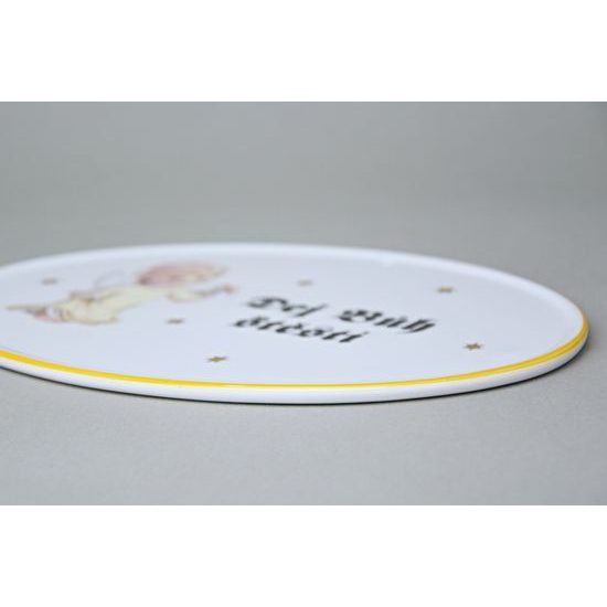 Boží požehnání (cedulka na zeď) 24,5 x 18 cm, Andílek žlutý, Český porcelán a.s.