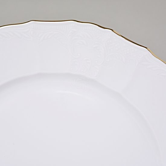 Club plate 30 cm (dish round flat), Thun 1794 Carlsbad porcelain, BERNADOTTE gold line