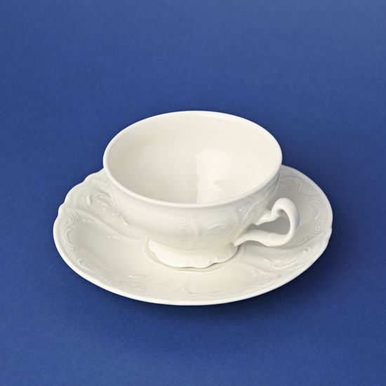 Tea cup and saucer 205 ml / 15,5 cm, Thun 1794 Carlsbad porcelain, BERNADOTTE ivory