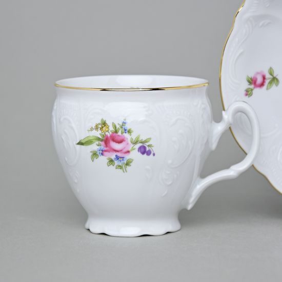 Šálek a podšálek kávový 220 ml / 16 cm, Thun 1794, karlovarský porcelán, BERNADOTTE míšeňská růže