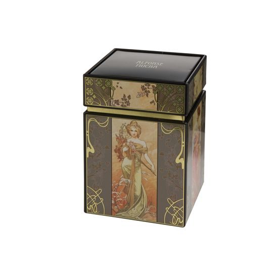 Tea tin Alphonse Mucha -The Four Seasons, 7.5 / 7.5 / 11 cm, Goebel