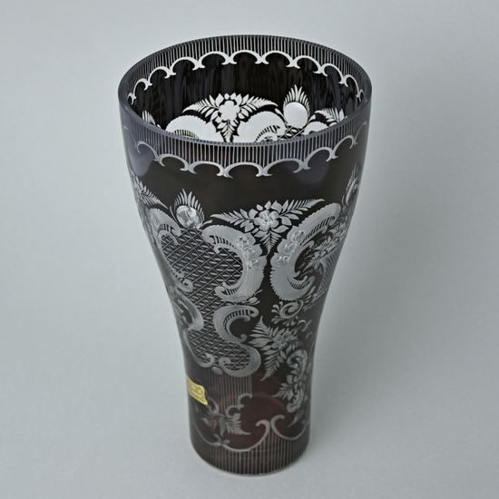 Egermann: Vase Black / Dark Violet Stain, 24,5 cm, Crystal Vases Egermann