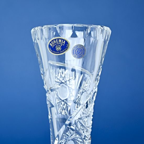 Křišťálová váza broušená úzká, Kometa, 255 mm, GLASSPO / Crystal Bohemia