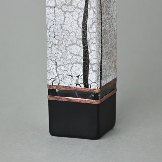 Studio Miracle: Black & White Vase - Square, 25,5 cm, Hand-decorated by Vlasta Voborníková