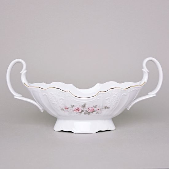 Zlatá linka: Mísa 34 cm na ovoce s uchy, Thun 1794, karlovarský porcelán, BERNADOTTE růžičky