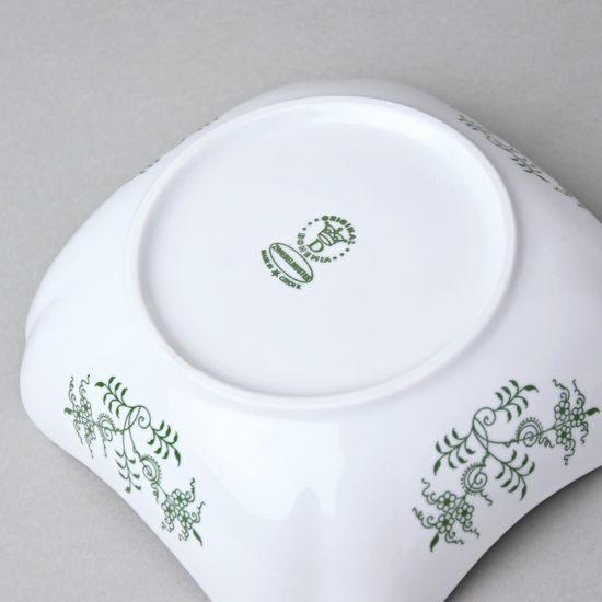 Bowl salad square 15 cm, Green Onion Pattern, Cesky porcelan a.s.