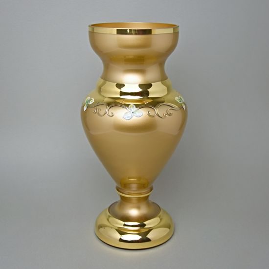 Vase 35 cm, GOLD glass, gold + enamel, Nový Bor glass