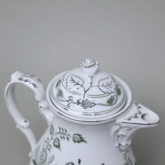 Konvice kávová s víčkem 1,55 l, zelený cibulák s platinou, Český porcelán a.s.