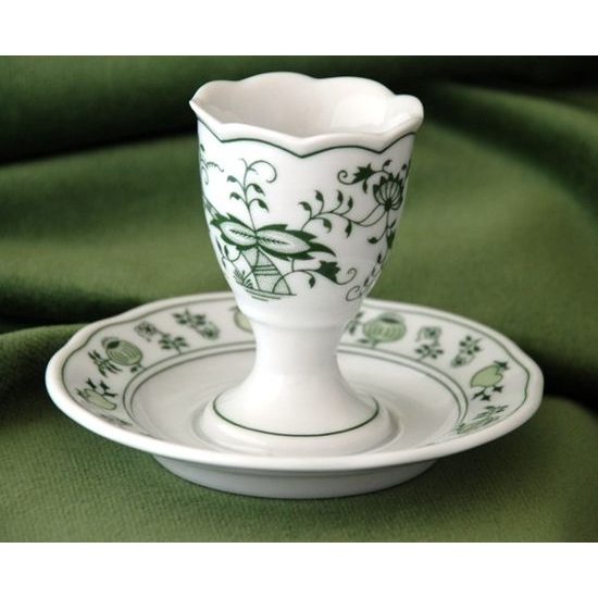 Egg cup with stand 7,5 cm, Green Onion Pattern, Cesky porcelan a.s.