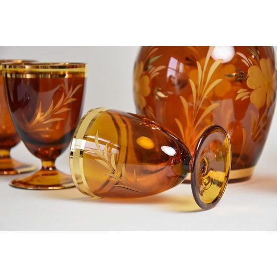 Egermann: Crystal Wine Set Amber, 7 pcs., h: 27 cm