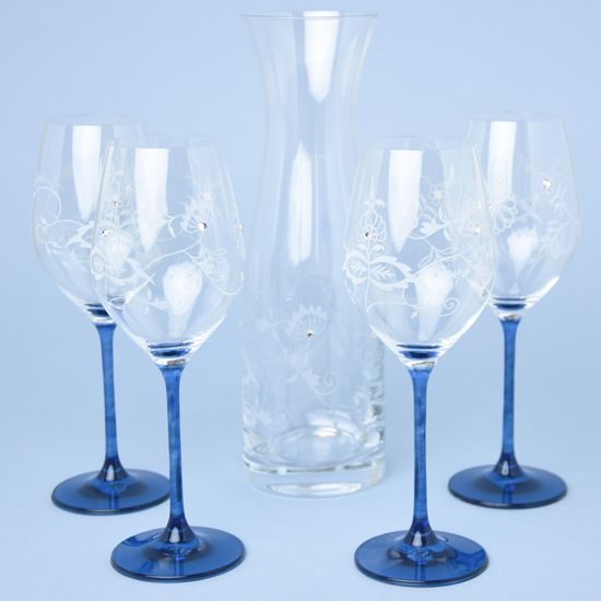 Set Vital - Blue Onion 4+1, 4 pcs. of wine glass 360 ml + carafe 1 l, with high-quality crystals