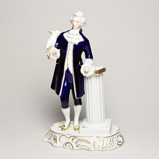 Gentleman with parrot 15 x 10 x 23,5 cm, Isis, Porcelain Figures Duchcov