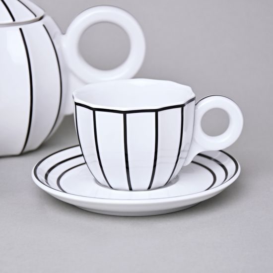 Tea / Coffee Set for 2 pers., Šárka Black Line, Goldfinger porcelain