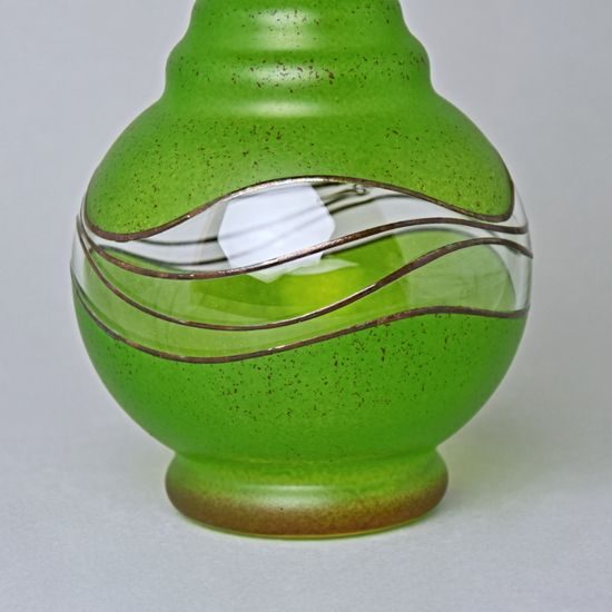 Studio Miracle: Dekantér / karafa zeleno-hnědá, 32,5 cm, ruční dekorace Vlasta Voborníková