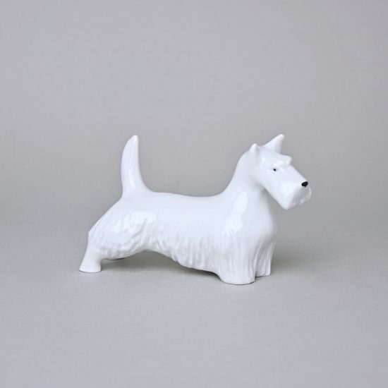 Pes Kníráč, 16,5 x 6,5 x 9,5 cm, bílé, Porcelánové figurky Duchcov