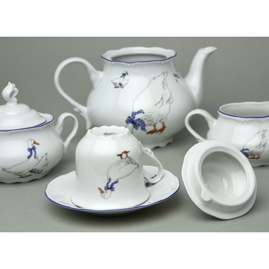 Constance husy, Čajová sada pro 6 osob, Thun 1794, karlovarský porcelán