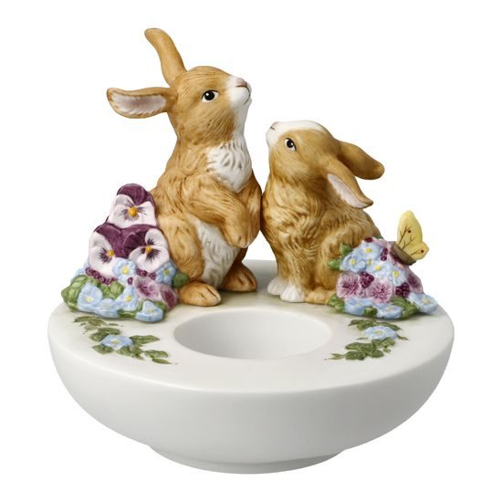 Velikonoční jarní probuzení - svícen s figurkami králíčků, 12 / 12 / 12 cm, biskvitový porcelán, Goebel