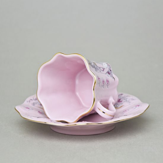 Cup and saucer mocca 80 ml, Olga 585 Mucha, Rose China