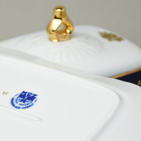 Butter dish for 250 g butter, Ofelie 677G, cobalt blue + gold rose, Stará Role Moritz Zdekauer
