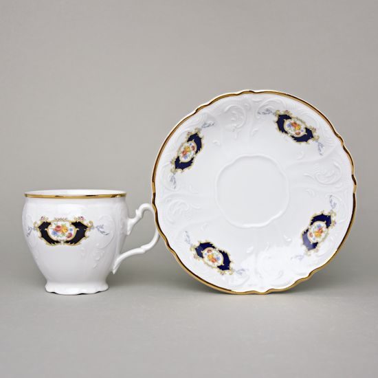 Coffee cup and saucer 220 ml / 16 cm, Thun 1794 Carlsbad porcelain, BERNADOTTE arms