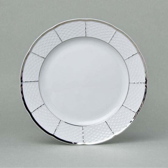 Plate dining 24 cm, Thun 1794 Carlsbad porcelain, Menuet platinum