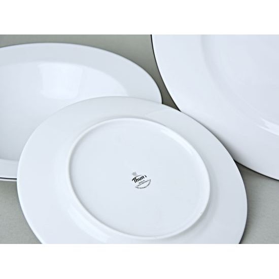 Plate set for 6 pers., ELLA/NINA black line, Thun 1794 Carlsbad Porcelain