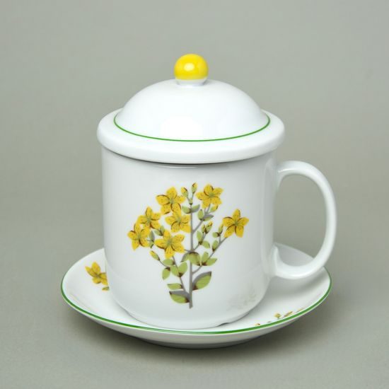 Mug 400 ml with cap and strainer, St. John's wort, Atelier Lesov