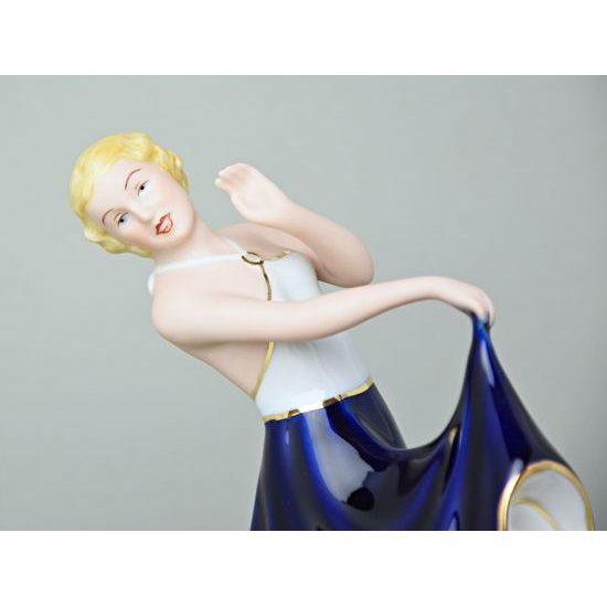 Lady Dancing (Blue Skirt) 11,8 x 18,5 x 20,7 cm , Isis, Porcelain Figures Duchcov