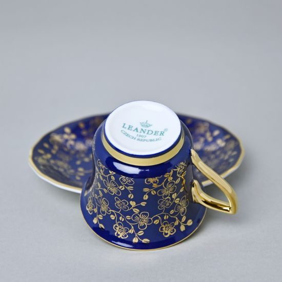Cup 80 ml and saucer Windsor mocca, Dark blue, Leander 1907