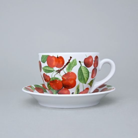 Šálek 250 ml a podšálek 15 cm Milada, třešně, Český porcelán a.s.