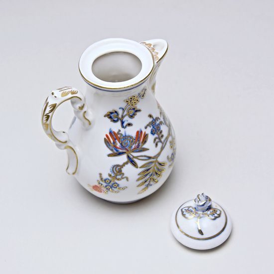 Konvice kávová mini 9,5 cm, rubínová červeň + zlato + cibulák, Český porcelán a.s.