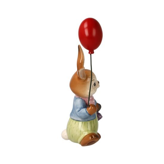Rabbit figurine Boy with baloon 8 / 4.5 / 15cm, stoneware, Goebel