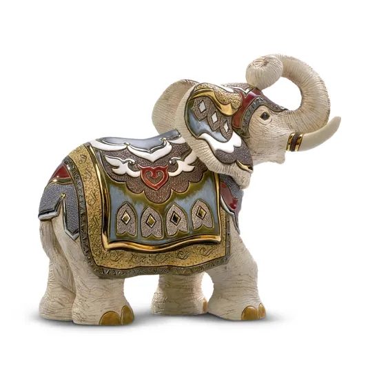 De Rosa - White Indian Elephant, 30 x 15 x 28 cm, Ceramic Figure, De Rosa Montevideo