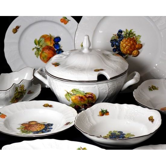 Ovoce: Jídelní souprava pro 6 osob, Thun 1794, karlovarský porcelán, BERNADOTTE