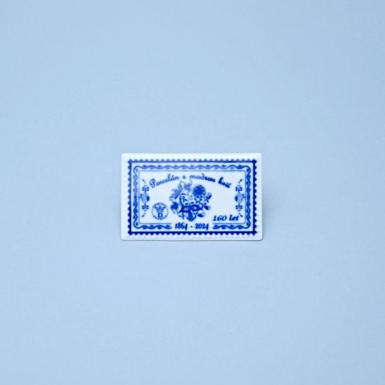 Postage Stamp porcelain 8 x 5 cm, Annual edition - 160 years, Original Blue Onion Pattern