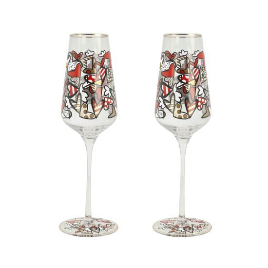 Dvojice skleniček 100 ml na víno, All We Need Is Love, 7,5 / 7,5 / 23,5 cm, sklo, R. Britto, Goebel