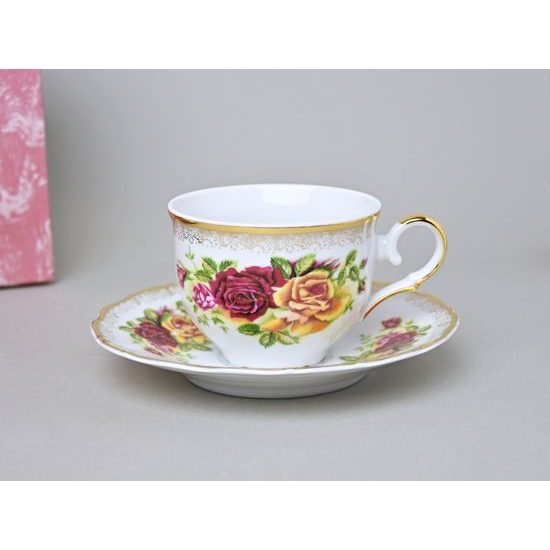 Šálek 200 ml a podšálek 15 cm, dekor "Cikánská růže", 2 ks., Stará Role Moritz Zdekauer