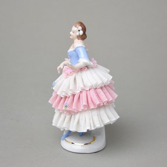 Dancer with lace 7 x 6,5 x 15 cm, Kurt Steiner, Porcelain Figures Unterweissbacher