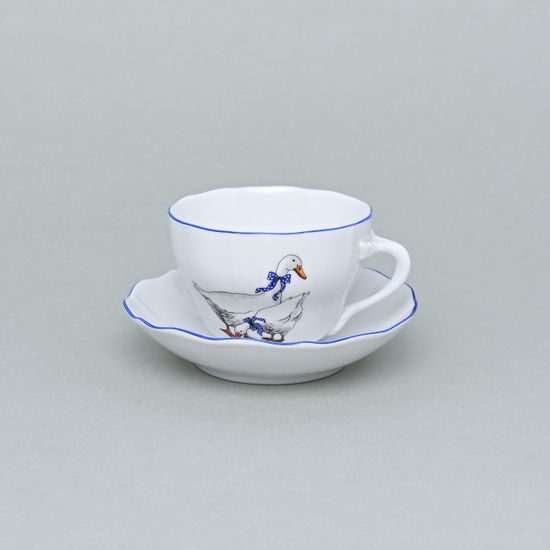 Šálek a podšálek B + B 0,21 l / 14 cm na kávu, Český porcelán a.s., husy